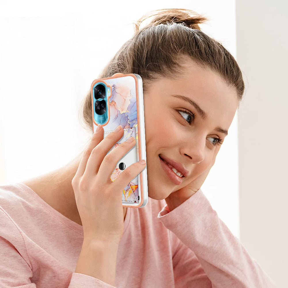 YB Leather Coating Series-9 for Honor 90 Lite 5G / X50i 5G Case Card Slot Kickstand PU+TPU IMD Phone Cover YB Leather Coating Series-9 for Honor 90 Lite 5G / X50i 5G Case Card Slot Kickstand PU+TPU IMD Phone Cover